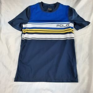 Size Small Polo Ralph Lauren Boys Navy Blue Striped Logo Athletic shirt